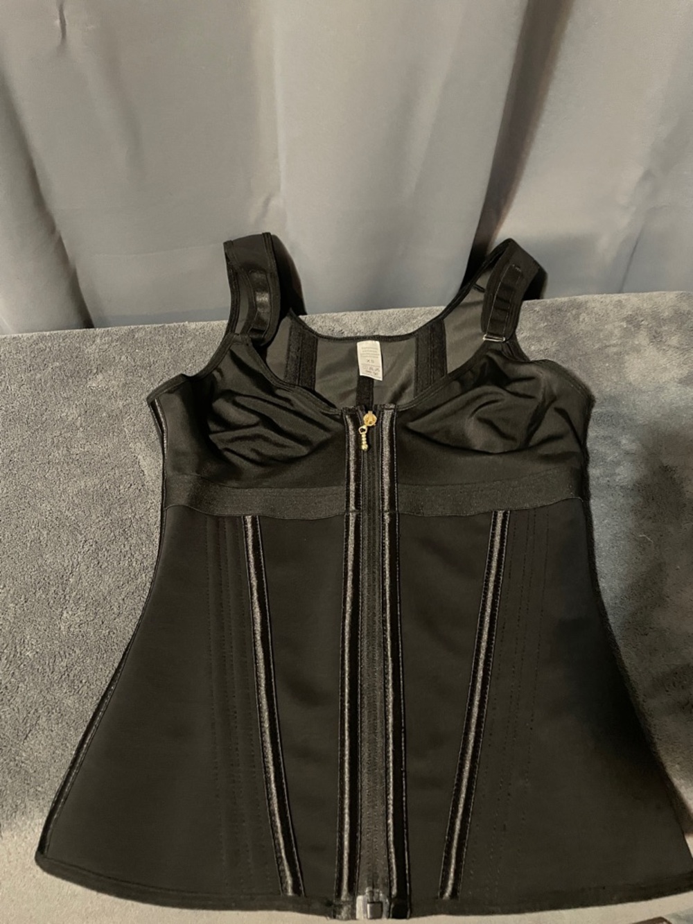 Black Front-Zip Shaping Tank